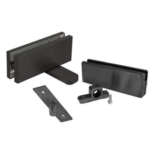 CRL Matte Black Steel Hydraulic Patch Door Set with Hold Open Feature - Sleek and Durable