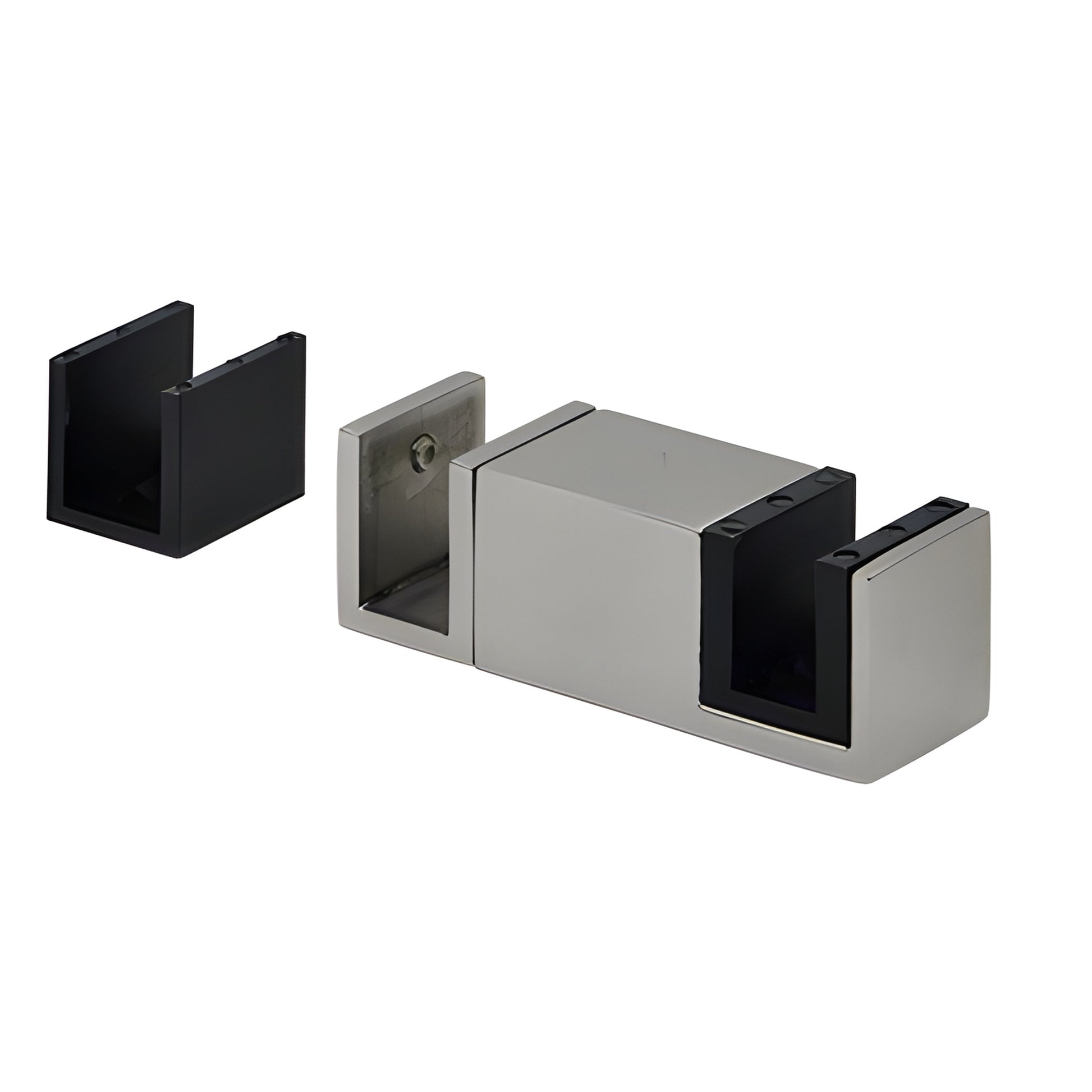 CRE78BS: Crescent brushed stainless top-rolling sliding shower door system, 78" header, one sliding door and fixed panel