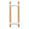 Beech wood back-to-back sauna door pull with polished stainless steel mounts, SKU SA6X6PS
