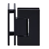 GEN092MBL matte-black square Geneva glass-to-glass shower hinge, brass, self-centering, fits 8-12mm glass