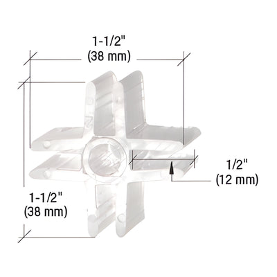 CRL Clear Plastic 90° 4-Way Glass Display Corner Connector