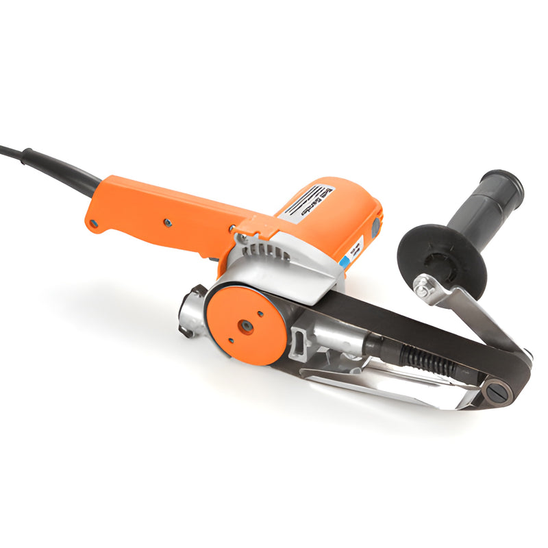 LD118 compact orange handheld 1-1/8in x 21in glass belt sander with side handle, corded 4.2A motor