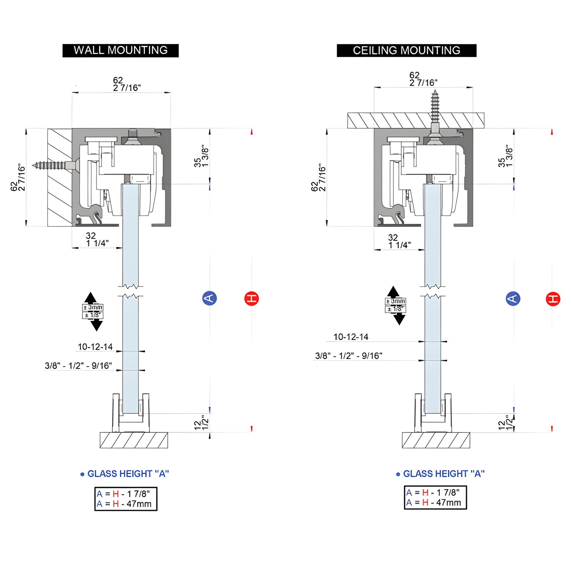 Satin anodized CRL695 commercial sliding door kit - 118in track with top-mounted rollers and 3/8-1/2in tempered glass