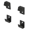 Matte black steel beveled mirror clips (set of 4) for 1/4" (6mm) mirrors - two top and two bottom clips. SKU MC00MBL