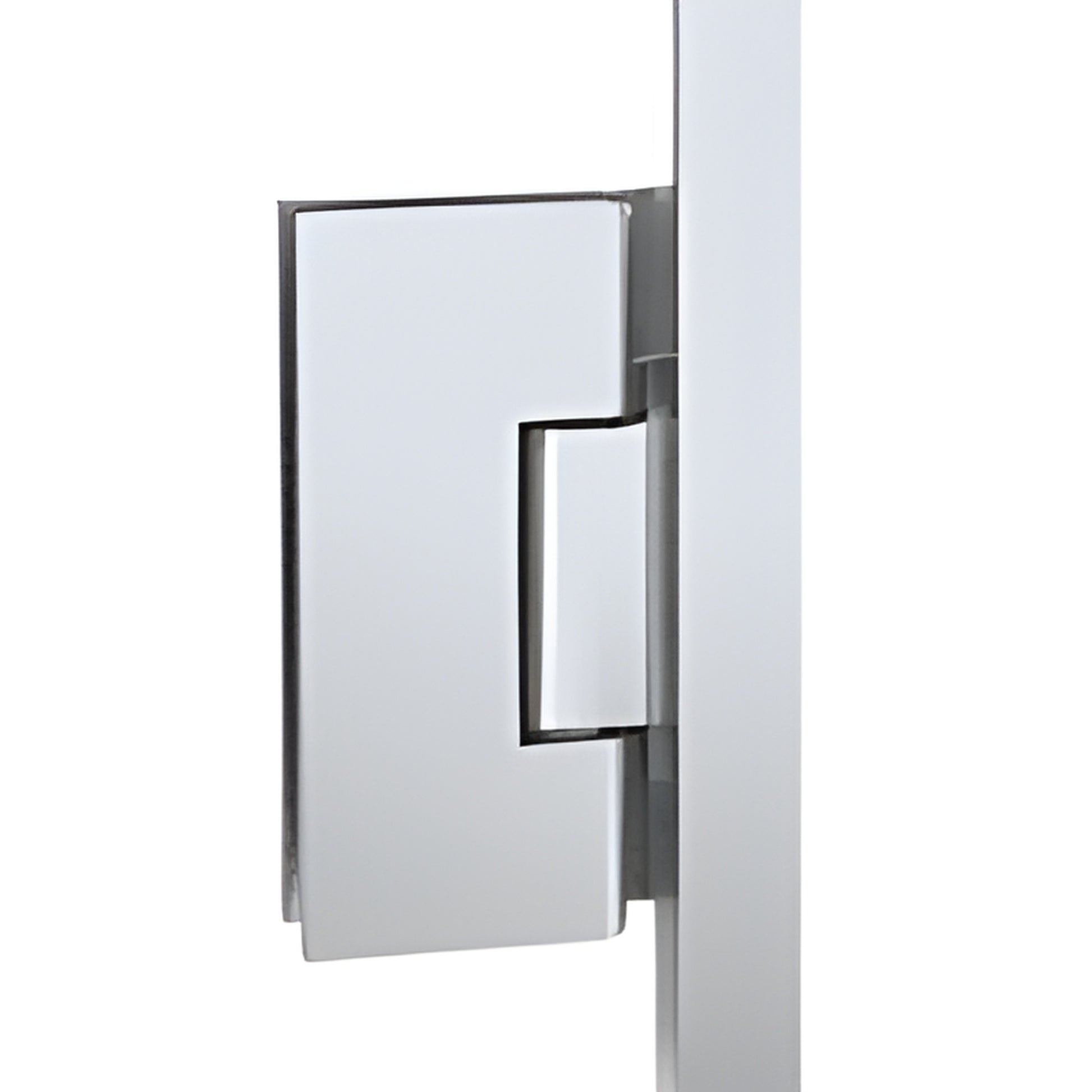 Polished chrome Vienna series heavy-duty frameless shower door hinge (72") SKU V1E03372CH