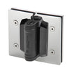 Polished stainless steel MLSP6PS glass-to-glass self-closing hinge for tempered glass gates.