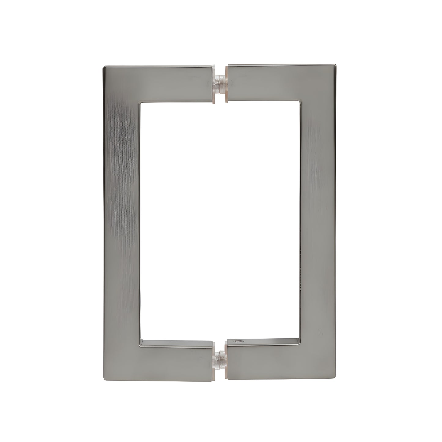 Brushed nickel SQ series square corner glass door handle, 3/4" brass tube, back to back pull (SKU: SQ6X6BN)