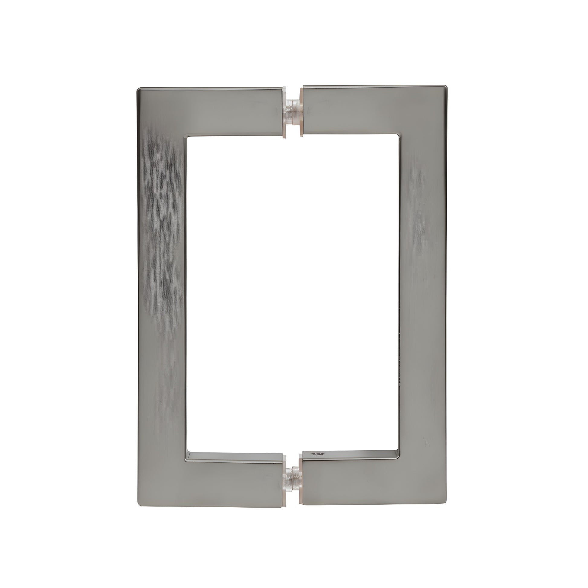 Brushed nickel SQ series square corner glass door handle, 3/4" brass tube, back to back pull (SKU: SQ6X6BN)
