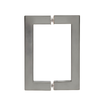 Brushed nickel SQ series square corner glass door handle, 3/4" brass tube, back to back pull (SKU: SQ6X6BN)