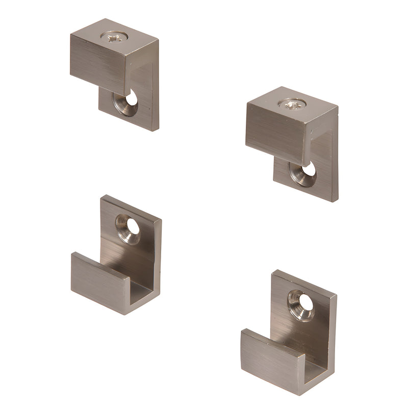 MC01BN brushed nickel mirror clips set of 4, steel 5/8" wide clips for 1/4" beveled mirrors