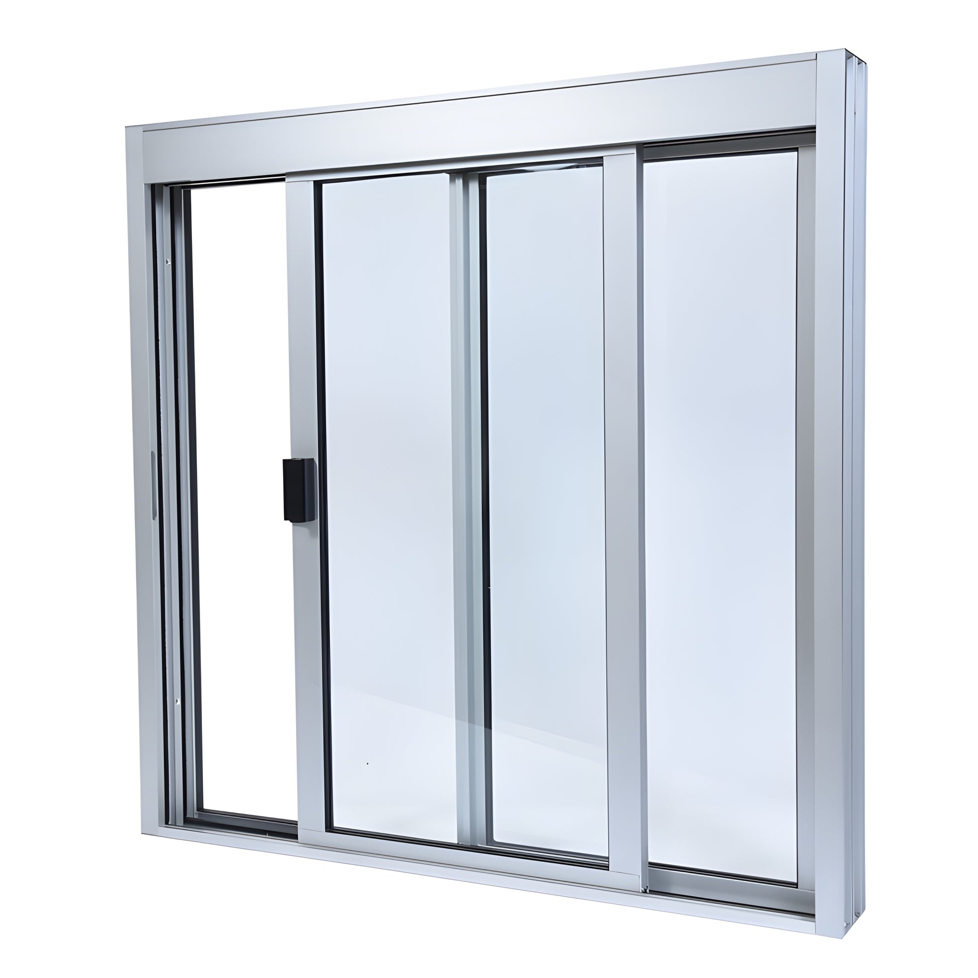 DW3636X0GA satin anodized aluminum 36x36 XO sliding service window, factory glazed 1/4" tempered glass, self-latching