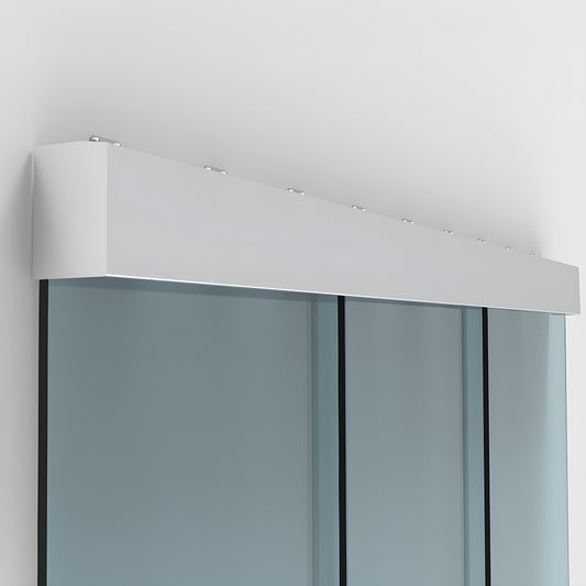 CRL702 satin anodized top-hung sliding glass door kit with two sidelites, tempered glass panels and 118 in track.