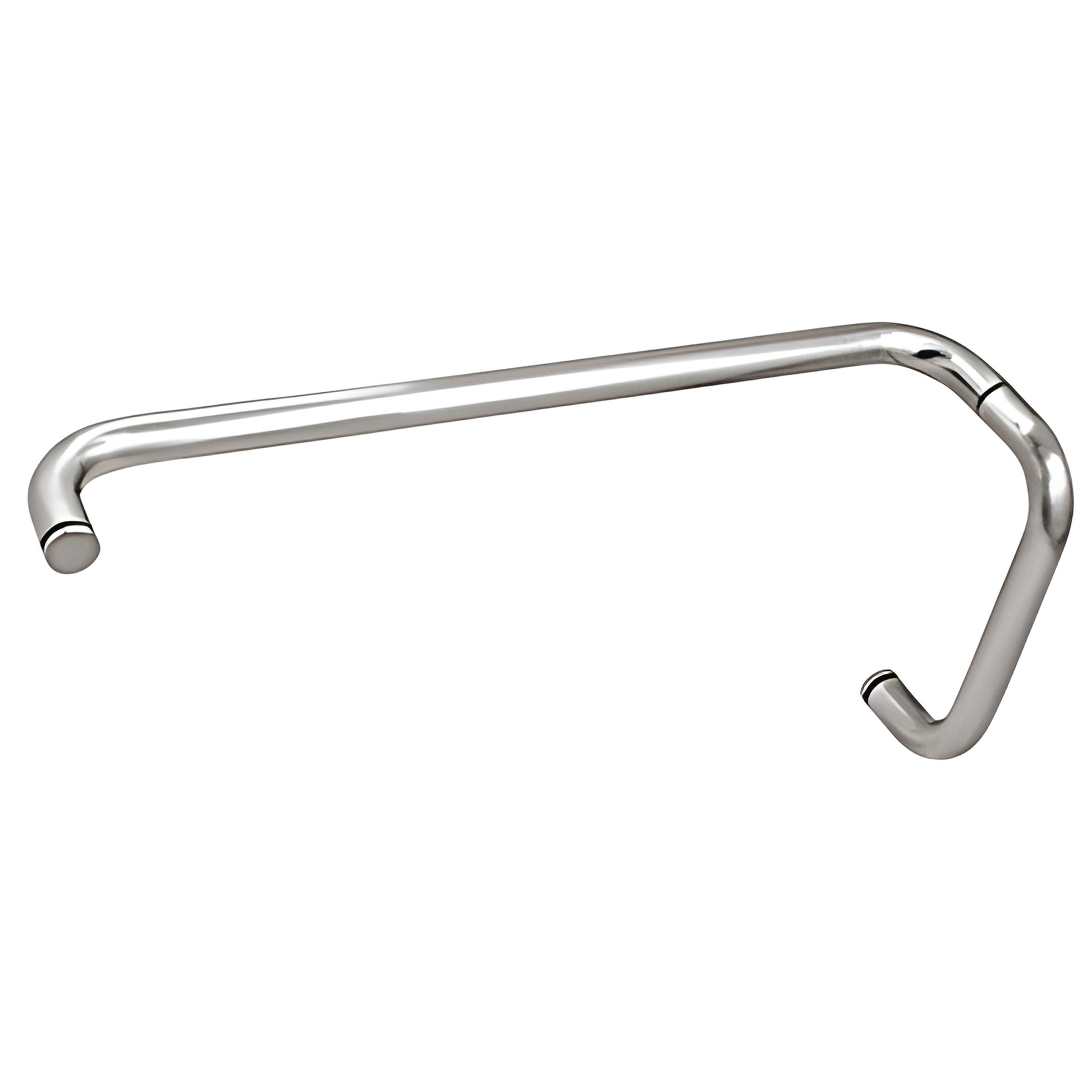 Polished chrome brass 8" pull with 18" towel bar combo (BMNW8X18CH) for frameless glass shower doors