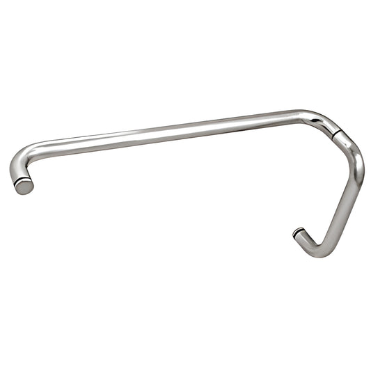 Polished chrome brass 8" pull with 18" towel bar combo (BMNW8X18CH) for frameless glass shower doors