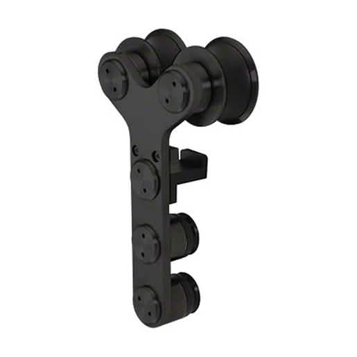 "CRL Matte Black Double Roller Laguna with Anti-lift & Soft Brake Bracket for sliding door
