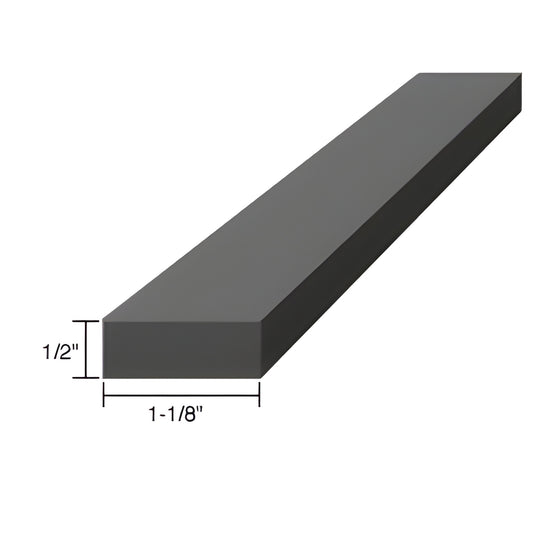 Black silicone setting block (SBSN6), 4 in long x 1-1/8 in wide x 1/2 in thick, rectangular UV-resistant