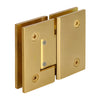 GEN380SB satin-brass adjustable glass-to-glass shower hinge, square profile Geneva series, solid brass, self-centering.