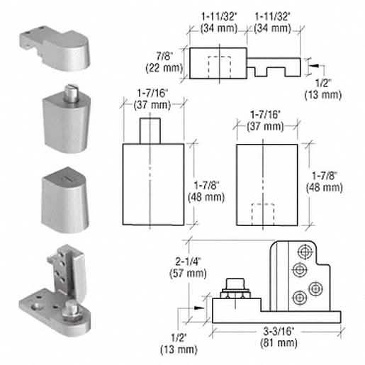 CRL Aluminum Offset Left Hand 0P70 Series Pivot Set for secure door installation