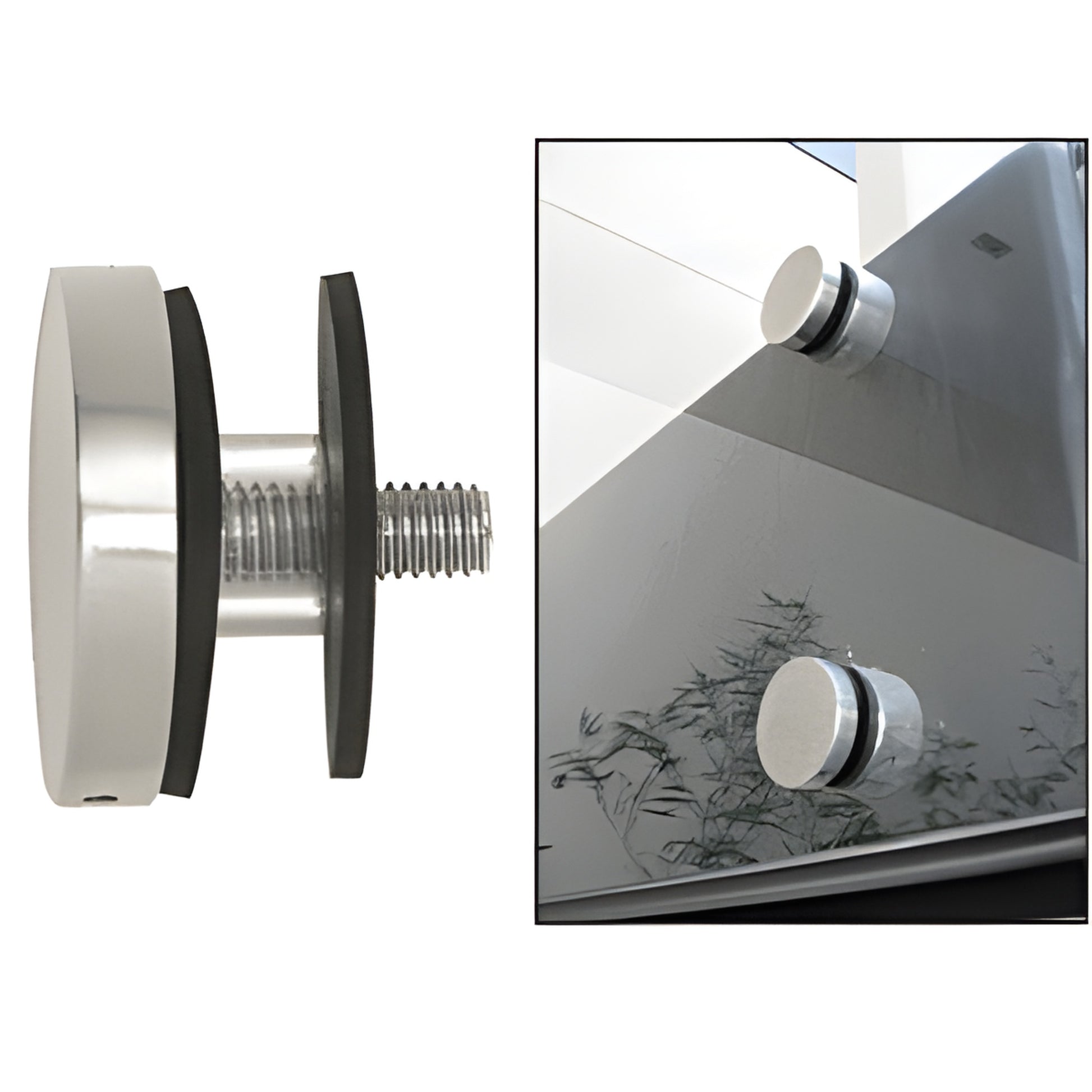 RCAP2BS 2" brushed 316 stainless round replacement standoff cap for glass rail systems, includes gaskets and screw