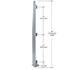 MET84LEBS: 84" brushed stainless steel Metropolis windscreen post with 3/4" face trim and three glass clamps.