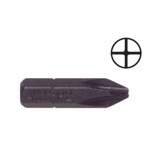 CRL 1/4" Hex Phillips Insert Bit No. 2 Point for precision screwdriving tasks.