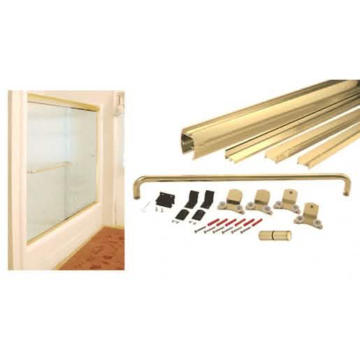 CRL Brite Gold Anodized Sliding Shower Door Kit with Metal Jambs for 3/8" Glass, 60"x72".