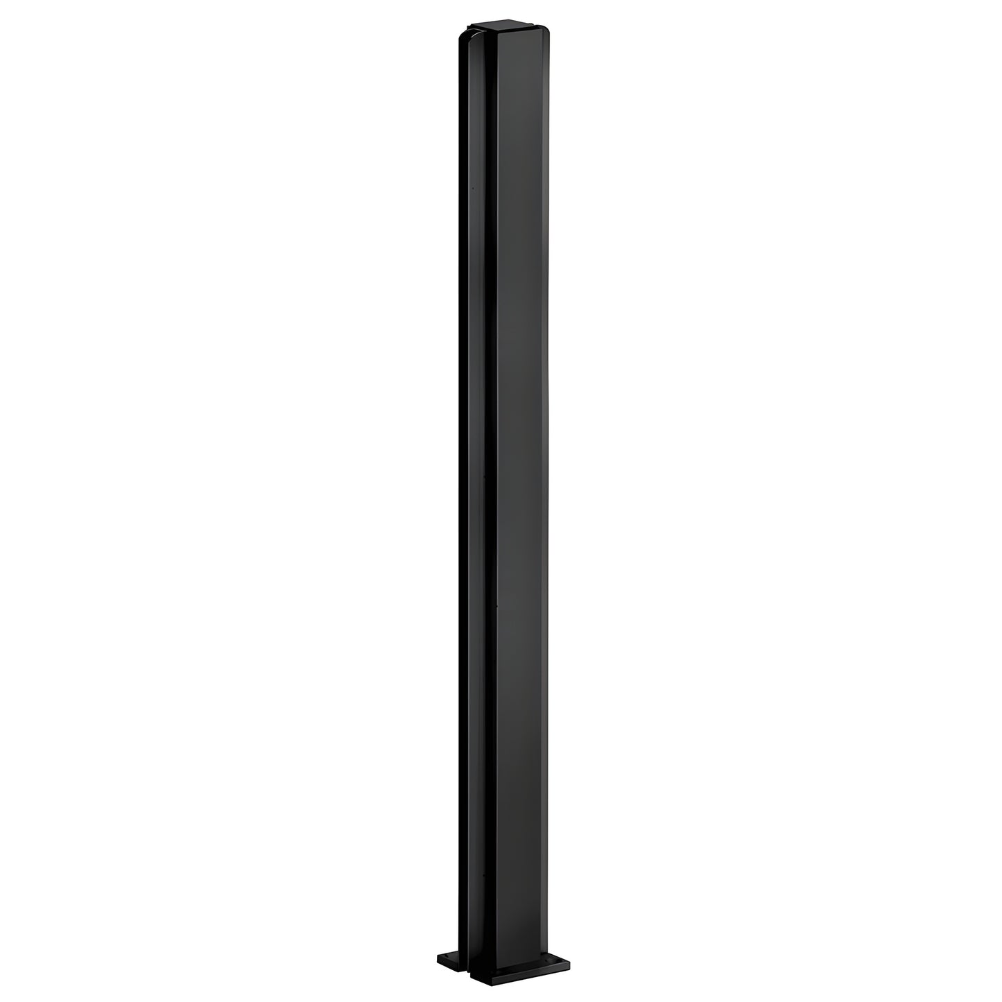 D990BL30C 30" semi-gloss black aluminum center partition post with full-length glazing channels, square tube.