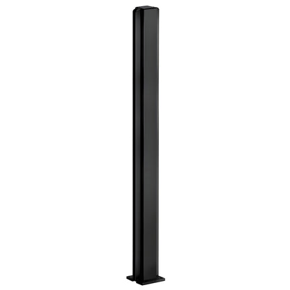 D990BL30C 30" semi-gloss black aluminum center partition post with full-length glazing channels, square tube.