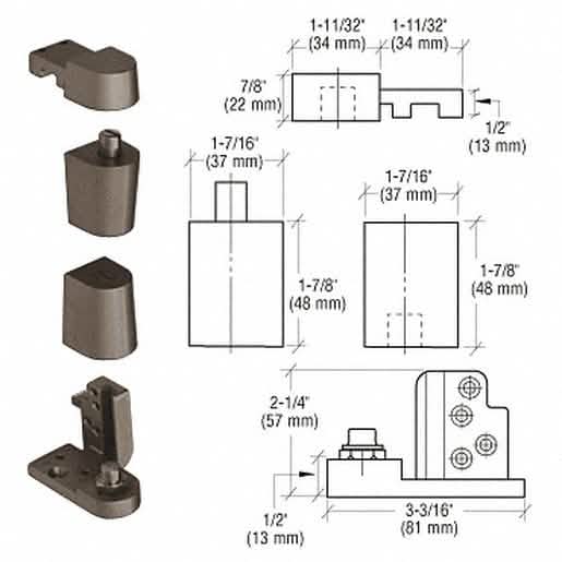 CRL Dark Bronze Offset Left Hand 0P70 Series Pivot Set for secure door installation.