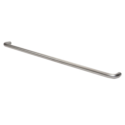 Clear-anodized 1" diameter aluminum single-sided pull handle, 33" center-to-center, solid tubular design.