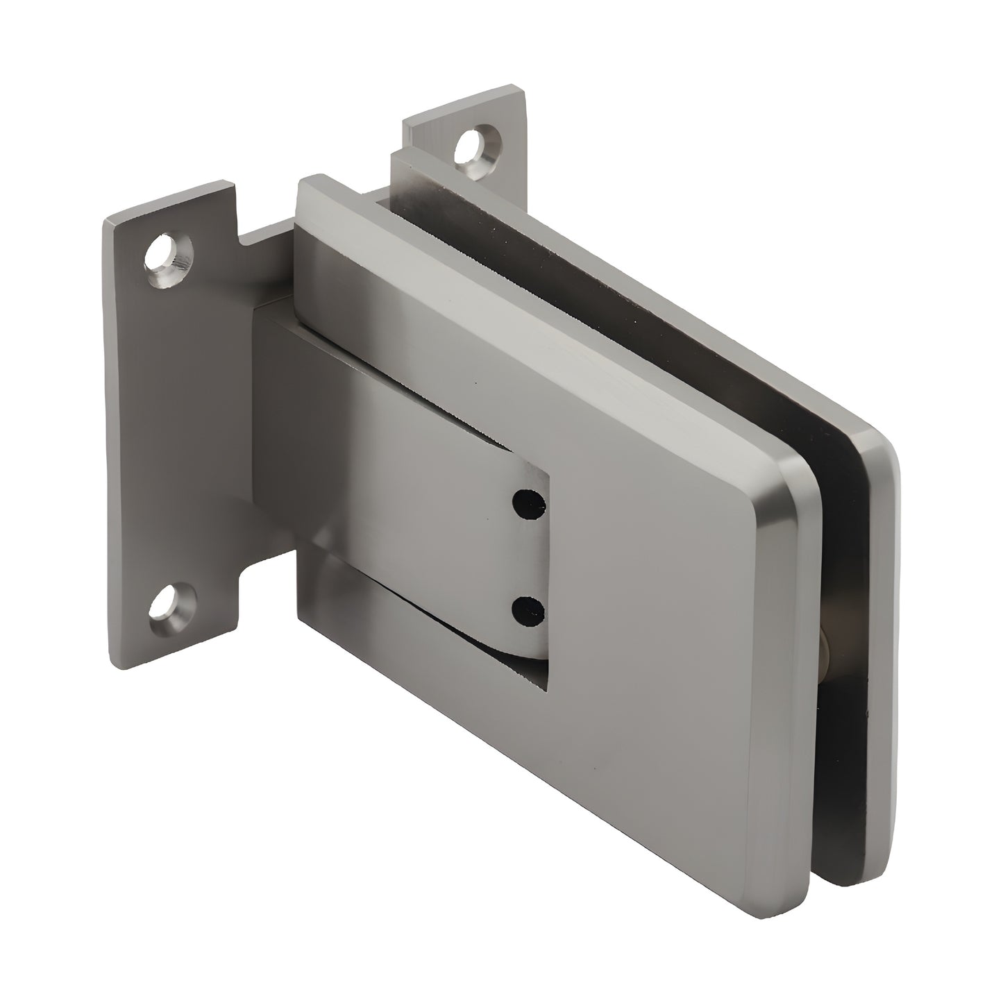 ATL01BN Atlas brushed-nickel all-glass hinge, adjustable self-centering brass for 8-12mm tempered glass