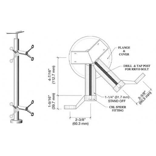 CRL Polished Stainless 36" P6 Spider 135° Angle Post Railing Kit - Sleek, Durable Design