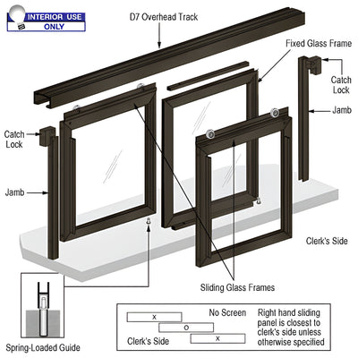 CRL Arlene Sliding Pass-Thru, Duranodic Bronze, D7 Track (No Screen)