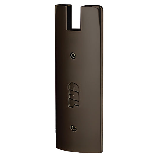 Oil rubbed bronze aluminum square end cap for Wedge Lock door rails, 6 in tall (SKU DREC6S0RB)