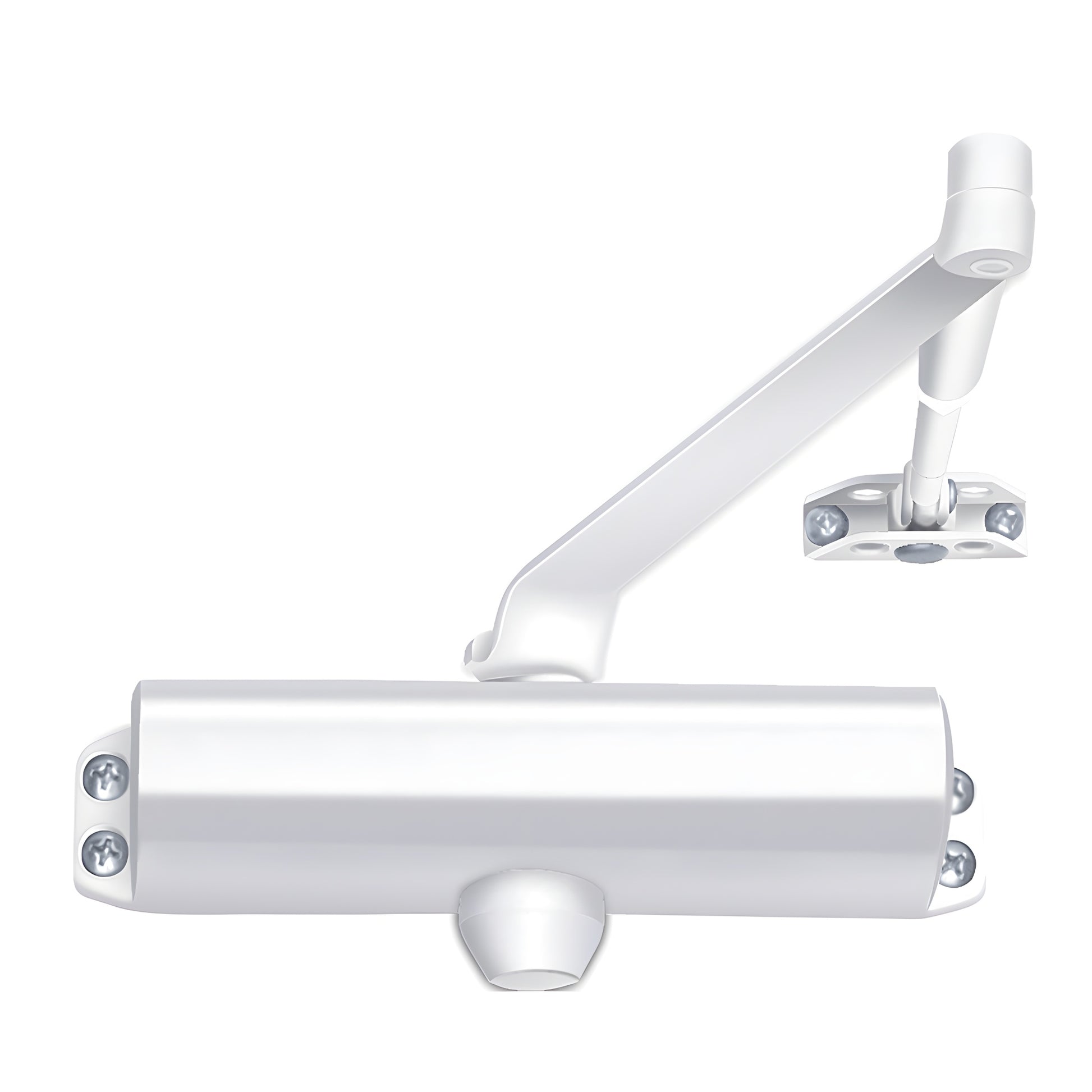 DC54 white surface-mounted door closer, Size 4, parallel arm, adjustable closing and latching valves