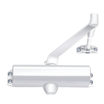 DC54 white surface-mounted door closer, Size 4, parallel arm, adjustable closing and latching valves