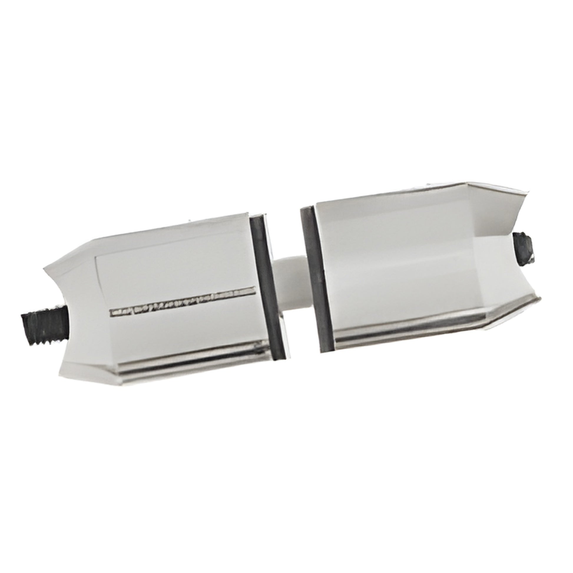 Brushed stainless steel mid-posts for extra-long ladder-style pull handles, pair - SKU LPMPBS