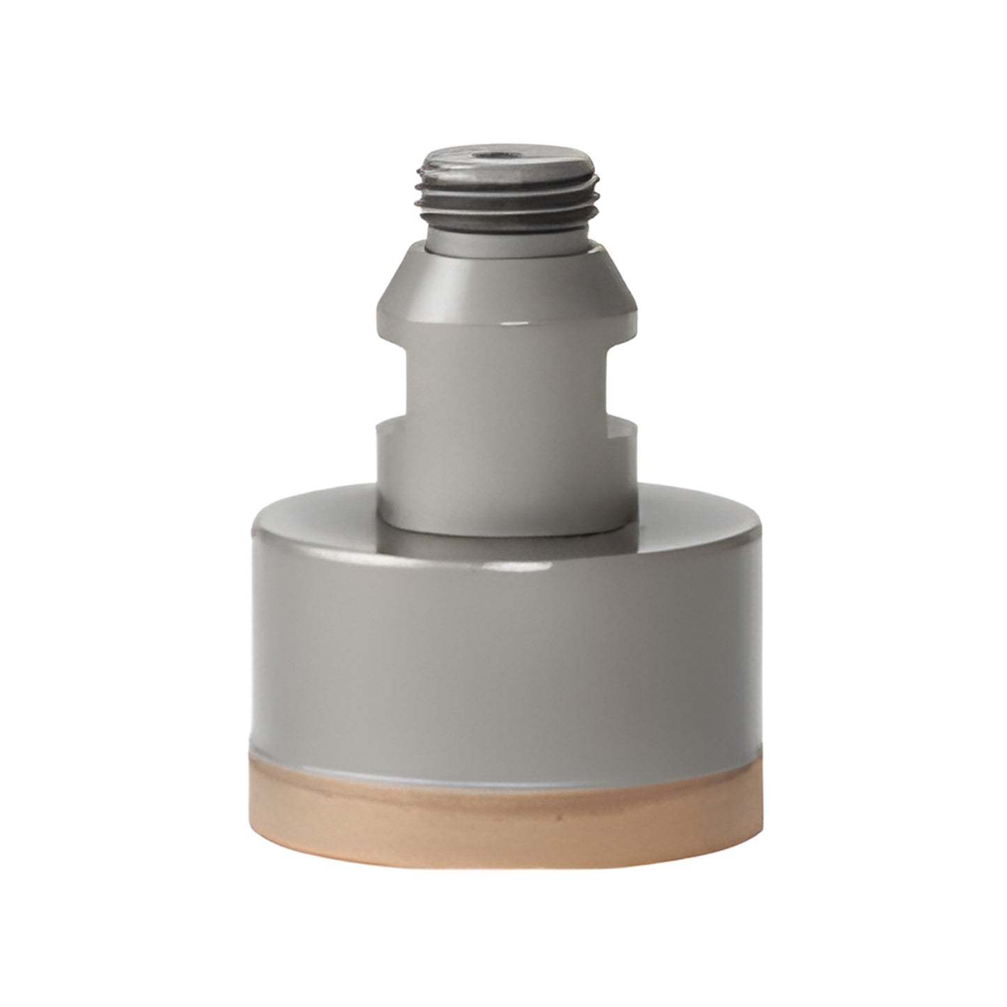 PDT214 metal-bond diamond glass drill bit, 2-1/4" (57mm) diameter, Belgian thread shank, gray body, copper rim