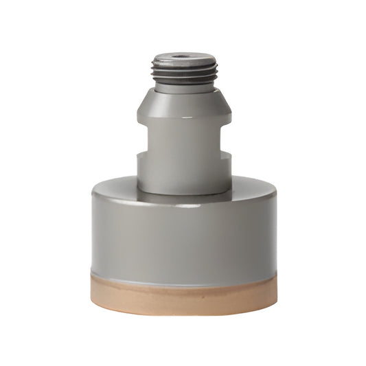 PDT214 metal-bond diamond glass drill bit, 2-1/4" (57mm) diameter, Belgian thread shank, gray body, copper rim