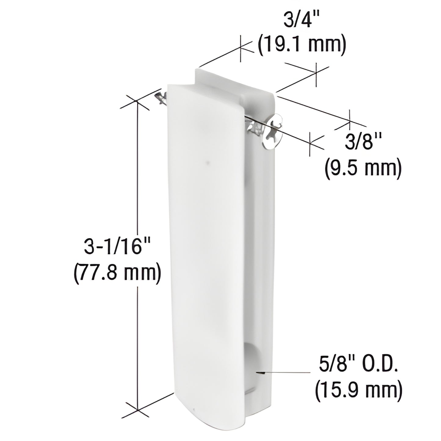 CRL B668 sliding screen door bottom roller, white nylon housing with 5/8" wheel and steel spring, 3-1/16" long