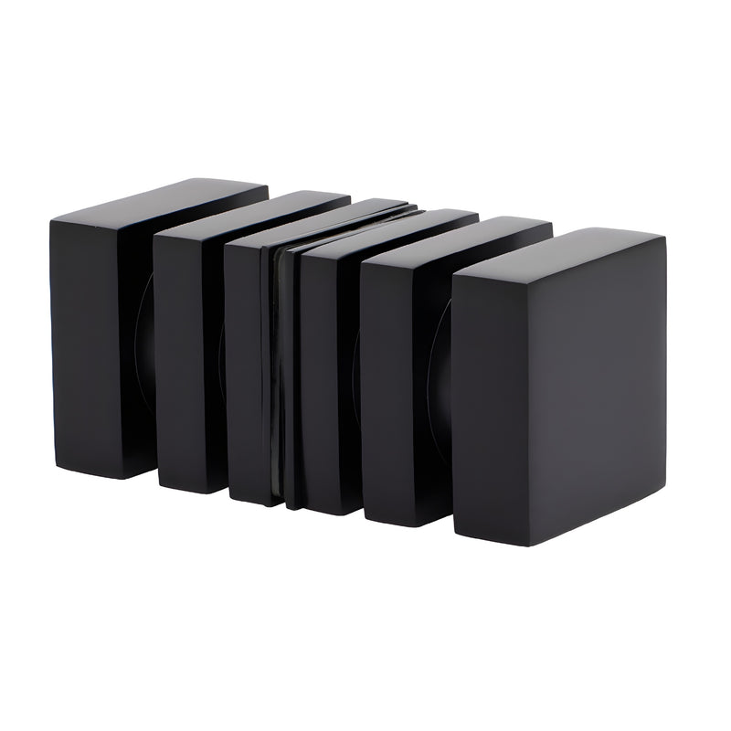 Matte black square brass back-to-back glass door knob, ribbed profile, 30mm, SKU SDK160MBL