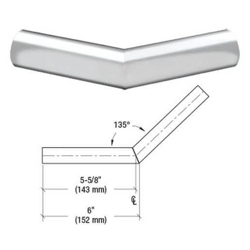 CRL Polished Stainless Steel 135° Corner Fitting for 1-1/2" Schedule 40 Pipe