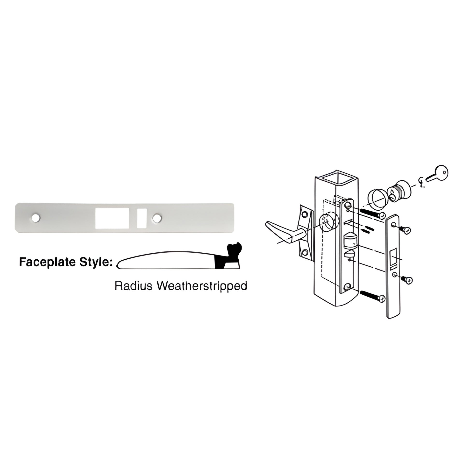 CRL DL2143A aluminum radius faceplate w/ weatherstrip 1 x 6-7/8 in for DL2140 deadlatch