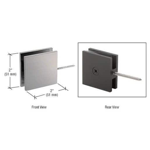CRL Brushed Nickel Wall Mount Movable Transom Clamp - Square Design for Modern Spaces