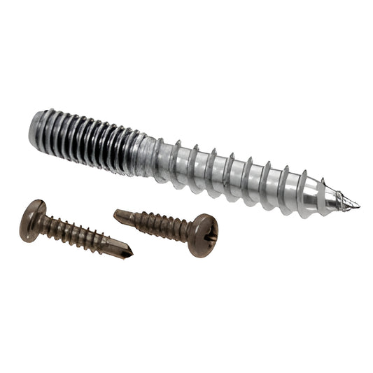 CRL RSP1DU replacement screw pack - dark bronze 3/8"-16 hanger bolt and two 8-18 x 3/4" self-drilling Phillips screws