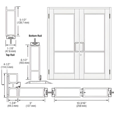 CRL-U.S. Aluminum 850 White KYNAR® Durafront Pair Entrance Doors