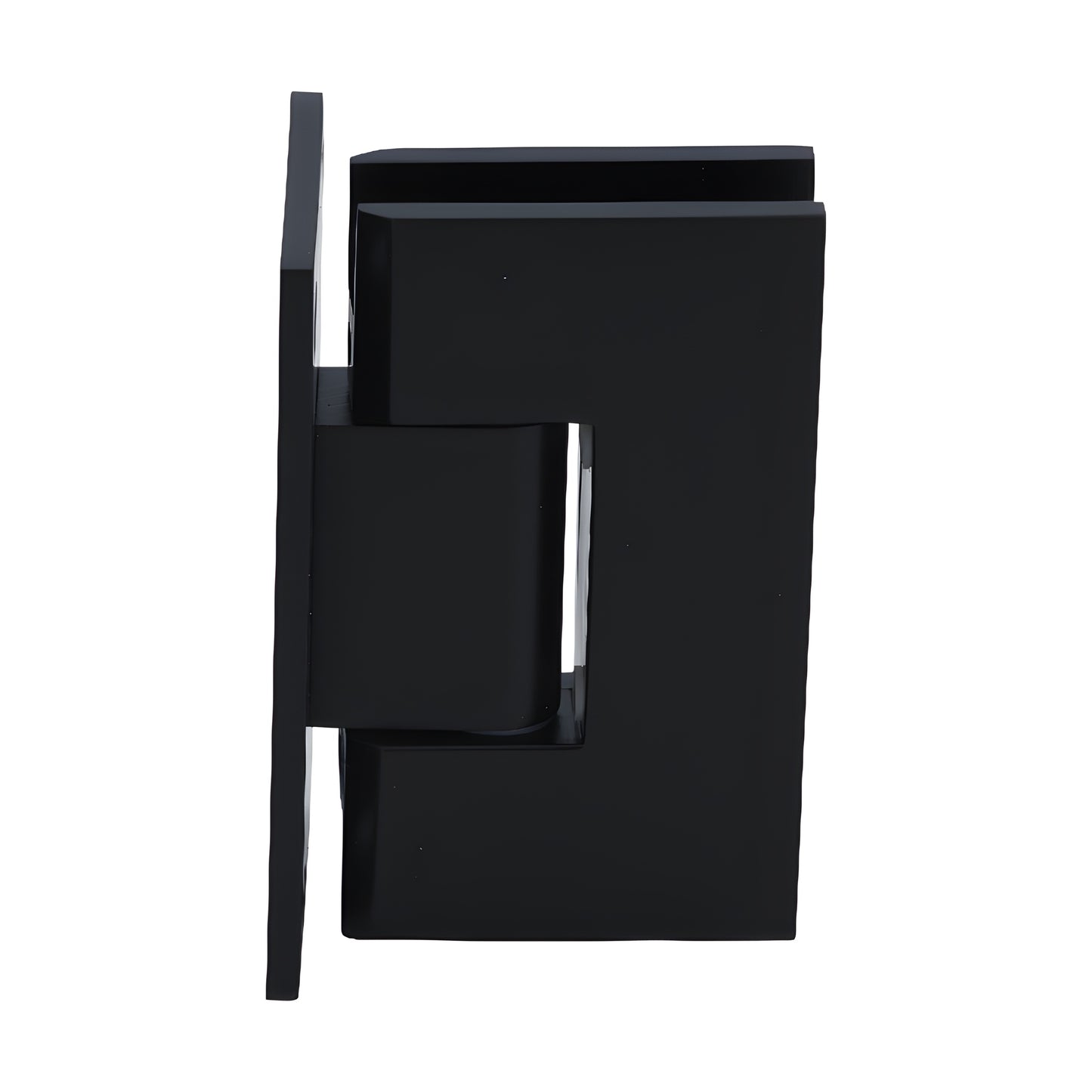 Matte black Vienna brass shower hinge (V1E537MBL), squared wall-mount pivot for 3/8-1/2 tempered glass.
