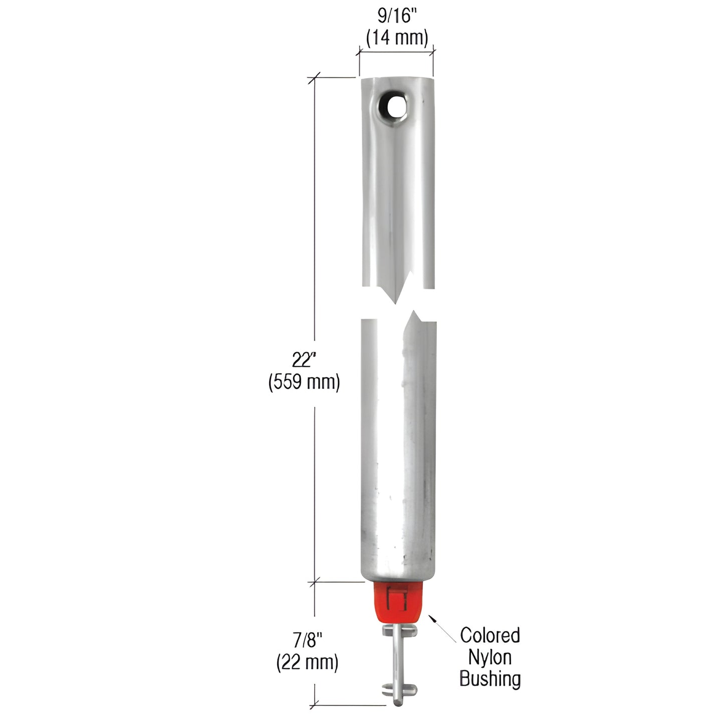 CRL tubular spiral window balance FH2220, 22in 9/16in aluminum tube with red nylon bushing for tilt windows