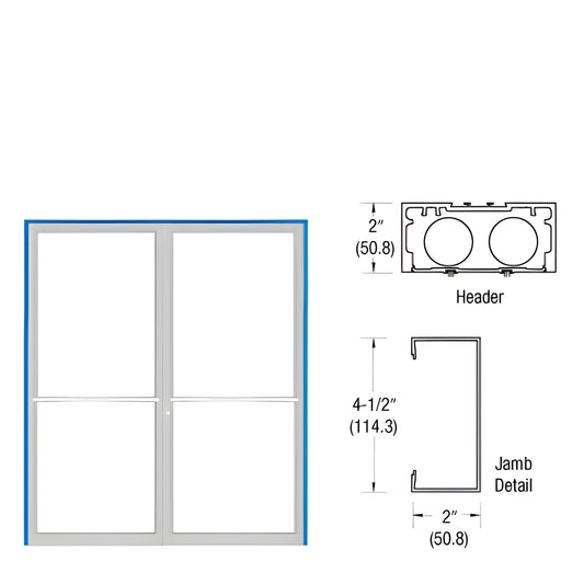 Up-and-over aluminum door frame 76"x86", black bronze anodized, includes threshold; technical diagram shows jamb and header d