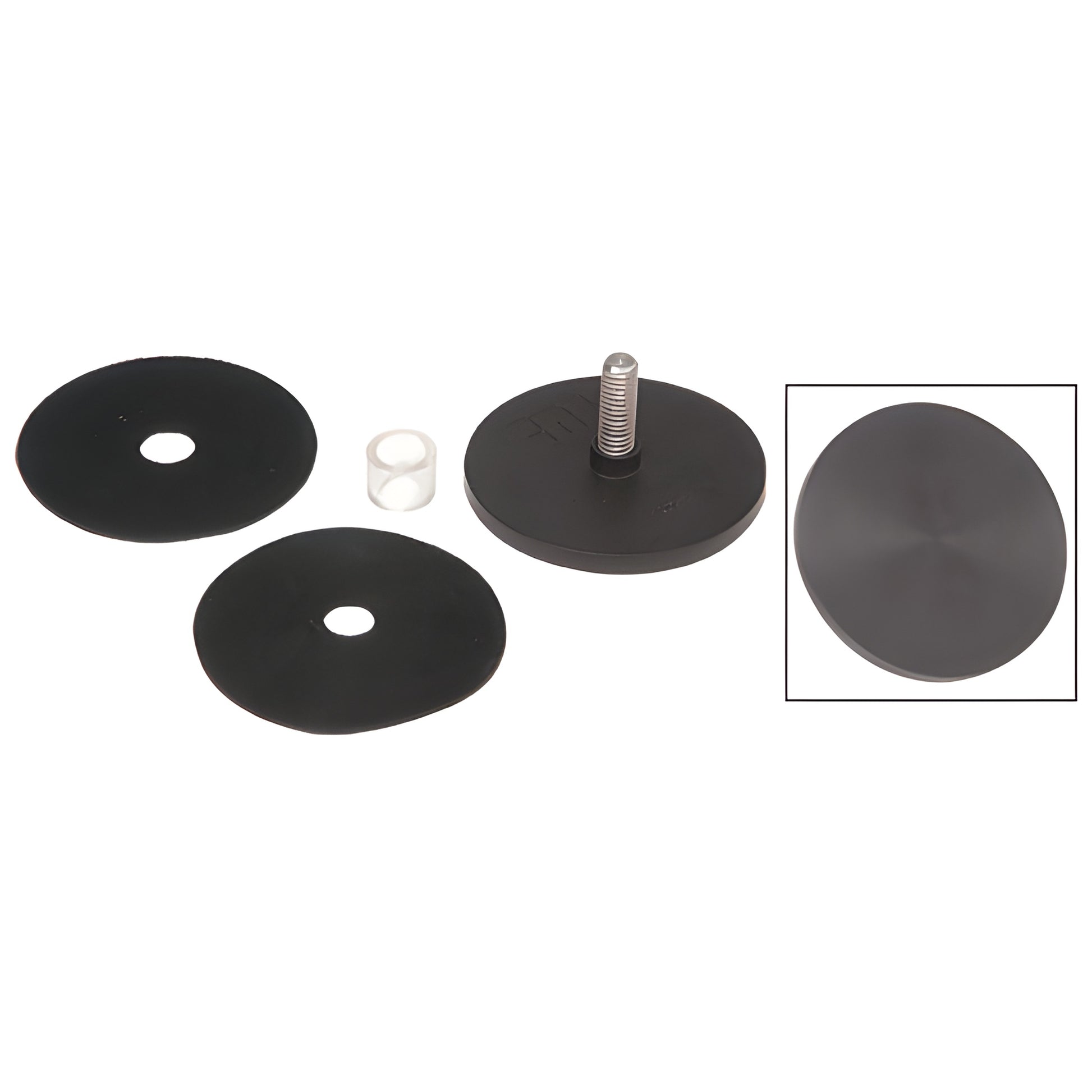 HR2CKDU conversion kit - black bronze aluminum cap, screw, two rubber gaskets and plastic grommet for 1/2" tempered glass